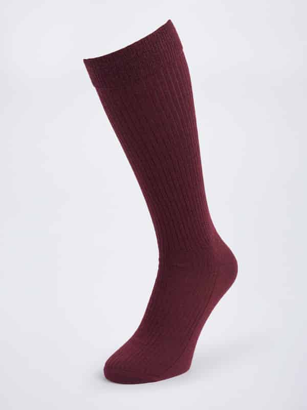 Burgundy HJ Knee High Wool Socks