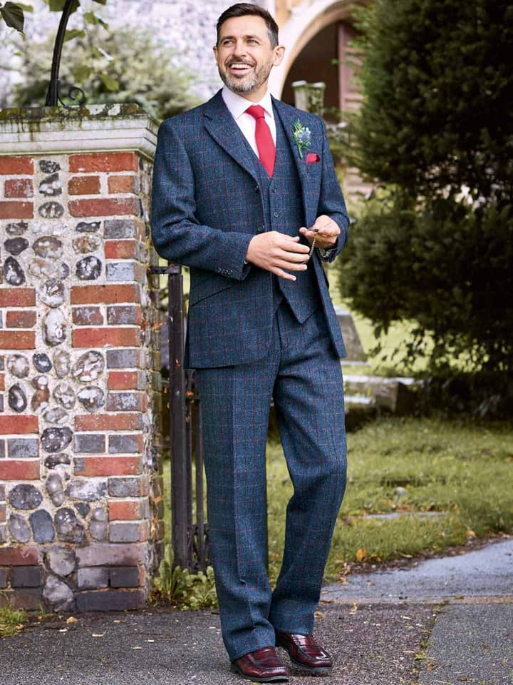 Image of Slate Blue Harris® Tweed On Model